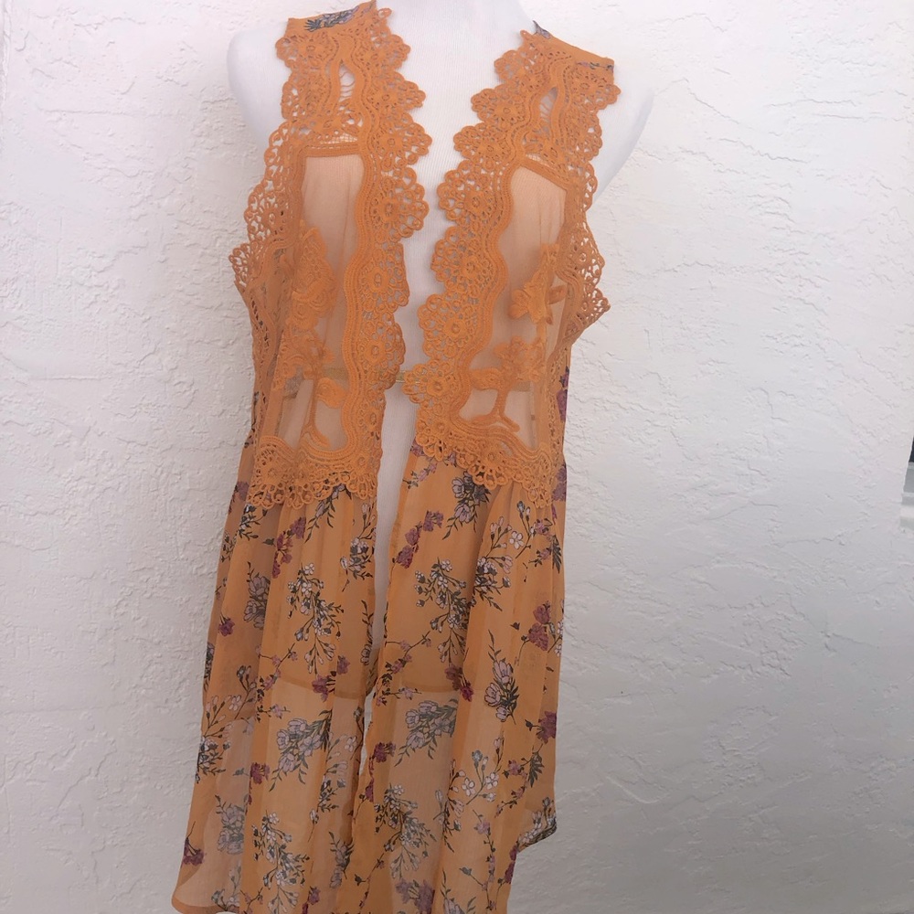 Lace sheer vest